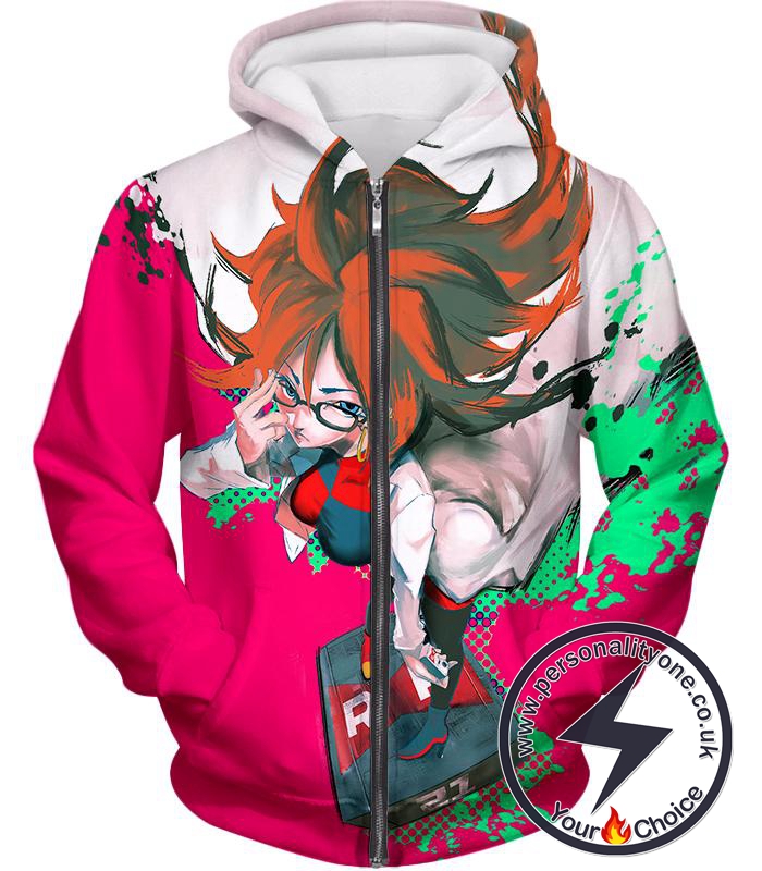 Dragon Ball Super Incredibly Intelligent Android 21 Cool Anime Promo Zip Up Hoodie